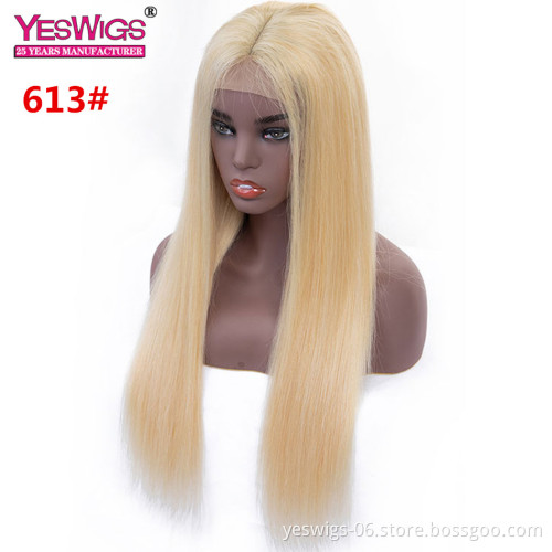 High Quality Color 613# 27# 30# 99J# Lace Front Wig 100% Human Hair Wigs With Baby Hair Straight Preplucked wigs Indian hair
